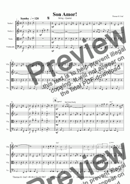 page one of Son Amor! - Samba - String Quartet