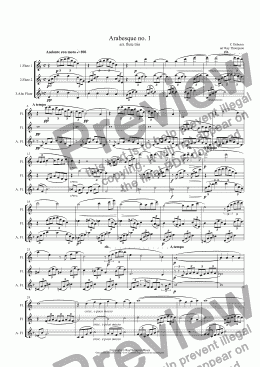 page one of Debussy: Arabesque no. 1 arr.flute trio