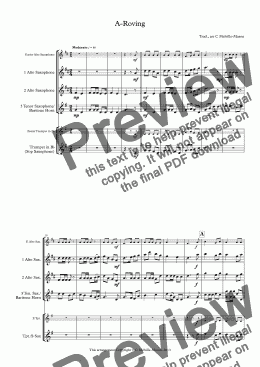 page one of A-Roving (saxophones/brass)