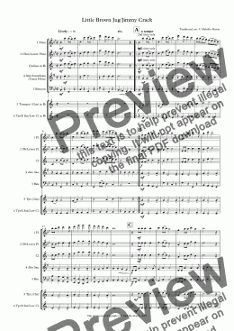 page one of Little Brown Jug/Jimmy Crack Corn (mini wind band)