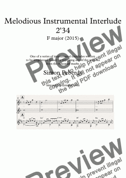 page one of Instrumental Interlude 2’34 for 2 flutes, guitar and/or piano (2015)