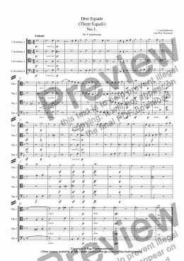 page one of Beethoven: Drei Equale (Three Equali) arr. trombone quartet