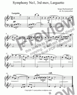page one of Symphony No1, 3rd mov, Larguetto