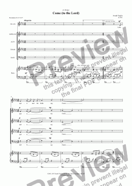 page one of 000:006 Opus: Come (to the Lord)  SATB + piano