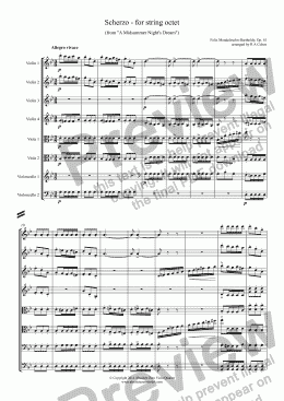 page one of Mendelssohn - SCHERZO - for string octet