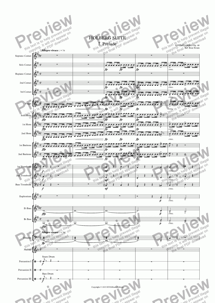 page one of Grieg: Holberg Suite (Brass Band)