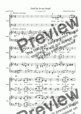 page one of Brooks-Davies: God be in my head (SATB choir + piano)