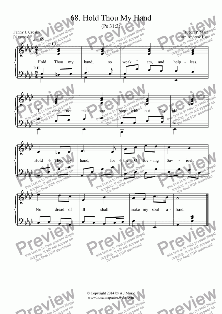 page one of Hold Thou My Hand - Easy Piano 68