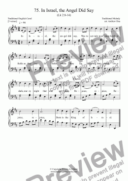 page one of In Israel, the Angel Did Say - Easy Piano 75