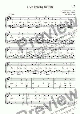 page one of I Am Praying for You - Easy Piano 82B