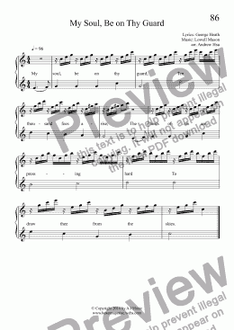 page one of My Soul, Be on Thy Guard - Easy Piano 86B