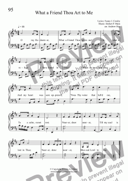 page one of What a Friend Thou Art to Me - Easy Piano 95B