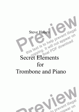 page one of Secret Elements for Trombone and Piano