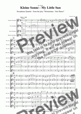 page one of Kleine Sonne - My little sun - Waltz - Saxophone Quartet