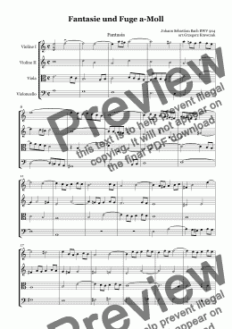page one of Bach Fantasie und Fuge BWV 904 for string quartet