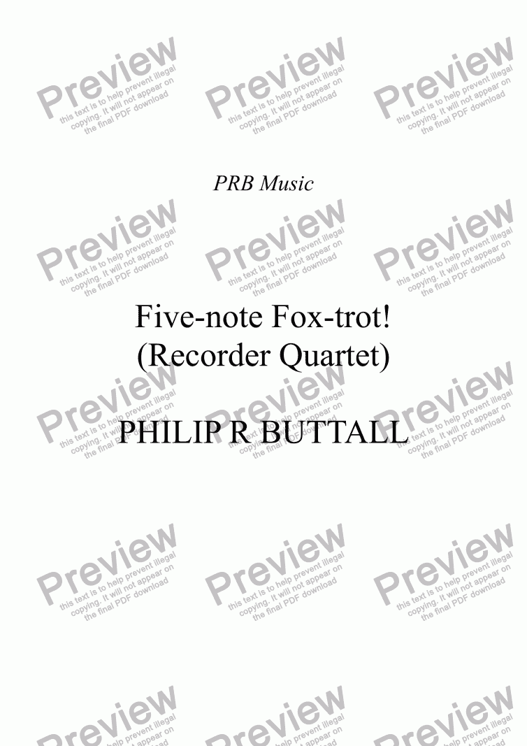 page one of Five-note Fox-trot! (Recorder Quartet)