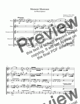 page one of Moment Musicaux            for Wind Quintet