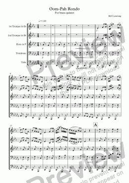 page one of "Oom-Pah Rondo" for brass quintet