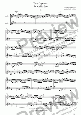 page one of Handel - TWO CA5.95S - for violin duo