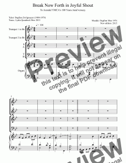page one of Break Now Forth in Joyful Shout (Mixed Choir, Organ & 2 trumpets)