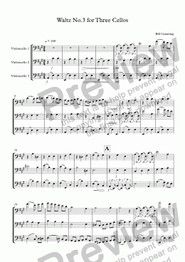 page one of Waltz No.3 for Three Cellos