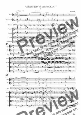 page one of Mozart - Concerto for Bassoon and Orchestra K191