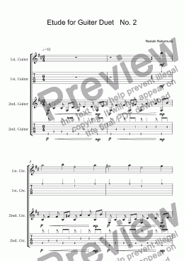 page one of Etude for Guiter Duet  No. 2 (Notes & TAB)
