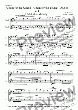 page one of Schumann: Album für die Jugend (Album for the Young) (Op.68) Set I. (Nos. 1,2,3,5,6,7,8,) arr.flute duet