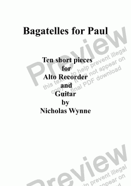 page one of Bagatelles for Paul, Guitar and Alto Recorder