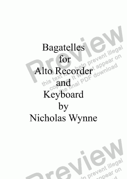 page one of Bagatelles for Alto Recorder and Keyboard
