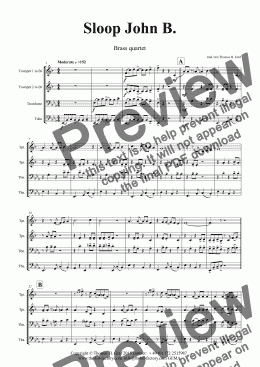 page one of Sloop John B. - Brass Quartet