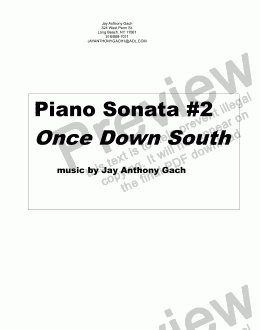 page one of  'Once Down South' (Piano Sonata #2)