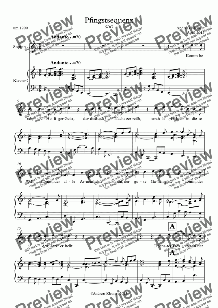 page one of Pfingstsequenz (soprano) - second version