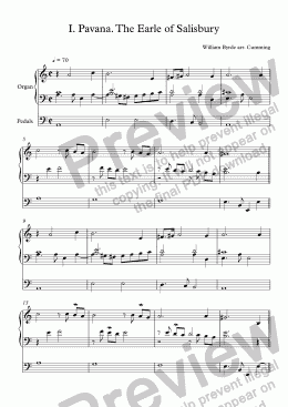 page one of I - "Pavana. The Earle of Salisbury" for organ