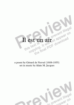page one of Il Est Un Air (A. Jacques / Nerval) - original version