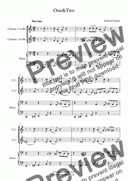 page one of ’One&Two’ Blues (Piano/Clarinets)