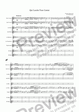 page one of Monteverdi: Qui Laudes Tuas Cantat