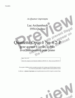 page one of Opus I No-4.2-P  Sextuor pour piano, flûte et quatuor à cordes 