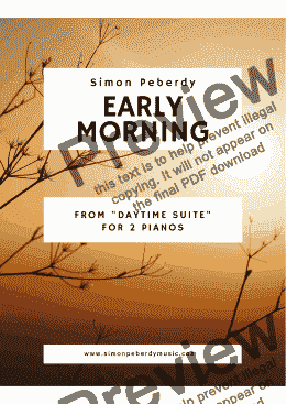 page one of Early Morning for 2 pianos 4 hands by Simon Peberdy, from Daytime Suite 