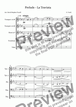 page one of Prelude - La Traviata Arr: David Stephen Powell