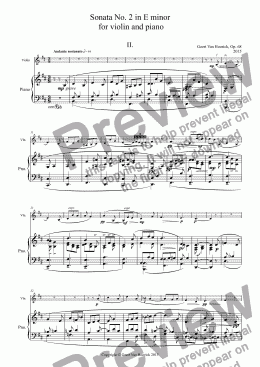 page one of Sonata No. 2 in E minor for violin and piano, Op. 68 - II. Andante sostenuto