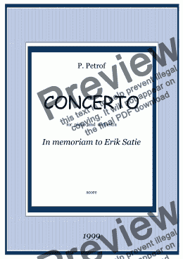 page one of Concerto for piano ''In memoriam to Eric Satie''