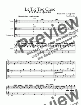 page one of <b>Le Tic-Toc-Choc</b> for Piano Quartet