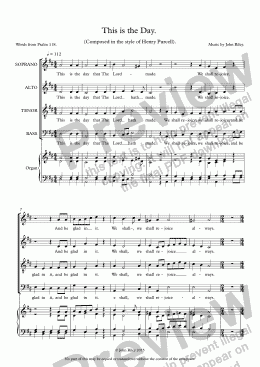 page one of This is the Day. Choir (S.A.T.B.)