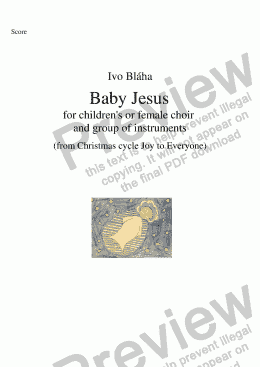 page one of BABY JESUS (Ježíšku, Ježíšku) for children’s choir and group of instruments (English words)