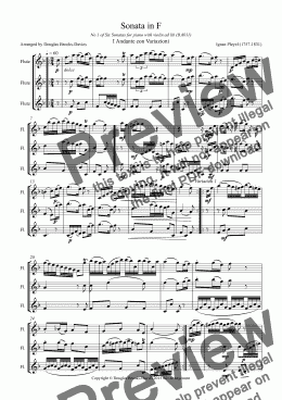 page one of PLEYEL, IGNAZ: Sonata in F (B.6011) arranged for 3 flutes