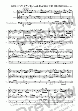page one of DUET FOR TWO EQUAL FLUTES with optional bass
