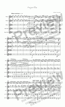 page one of Pajarillo for 5 flutes