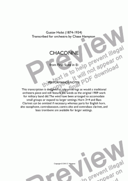page one of Chaconne from First Suite in Eb