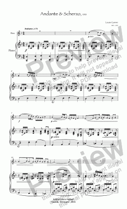 page one of Ganne, Andante & Scherzo for flute & pno